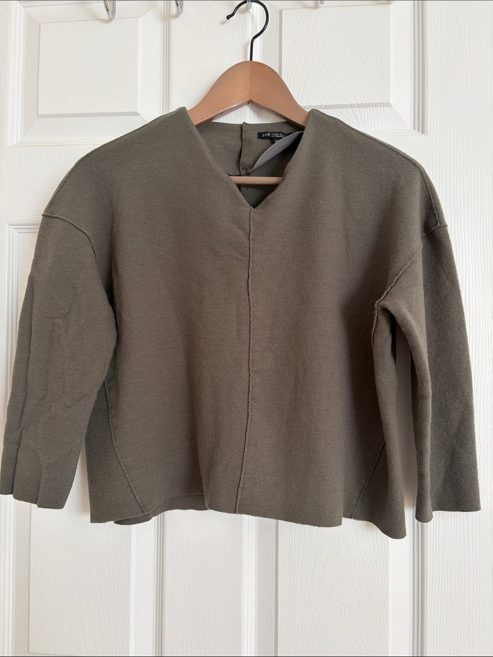 Olive Green Boxy V-Neck Sweater